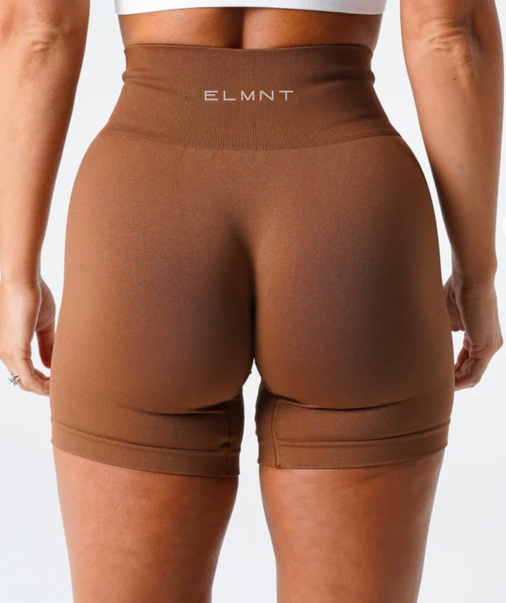 Caramel Solid Seamless Gym Shorts