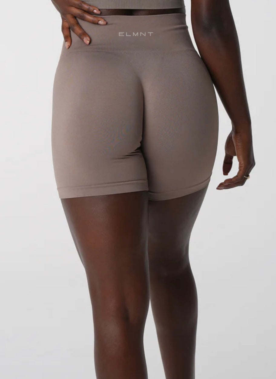 Taupe Solid Seamless Gym Shorts