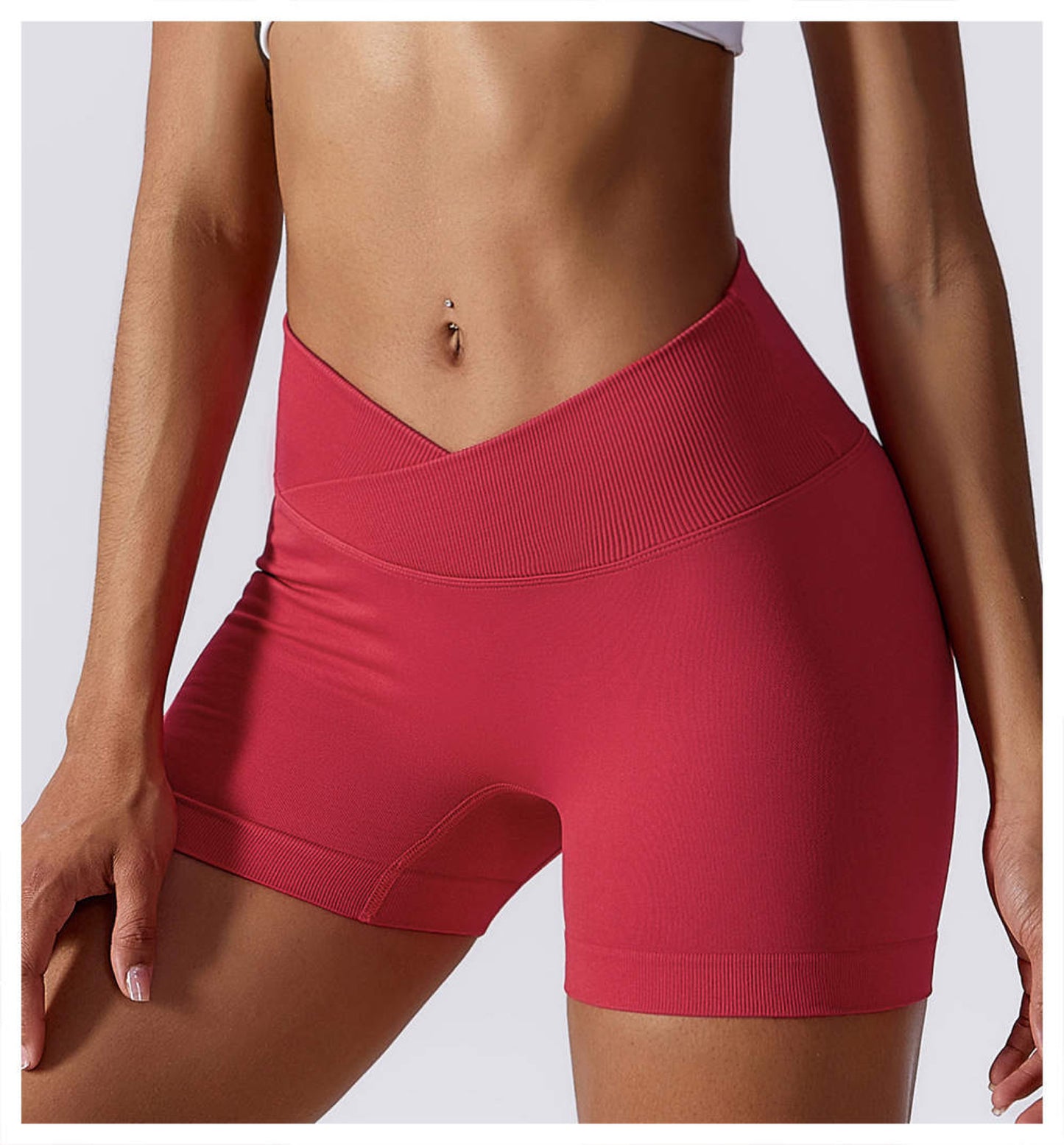 V Cut Booty Scrunch Shorts - Popsicle Red