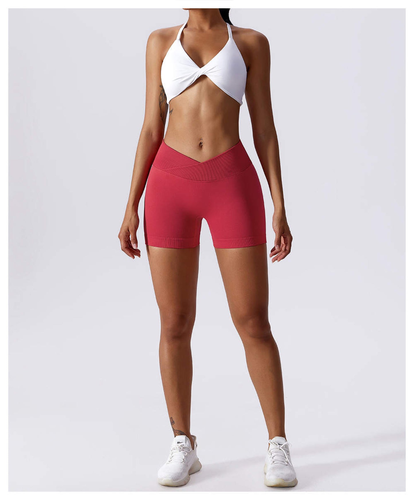 V Cut Booty Scrunch Shorts - Popsicle Red