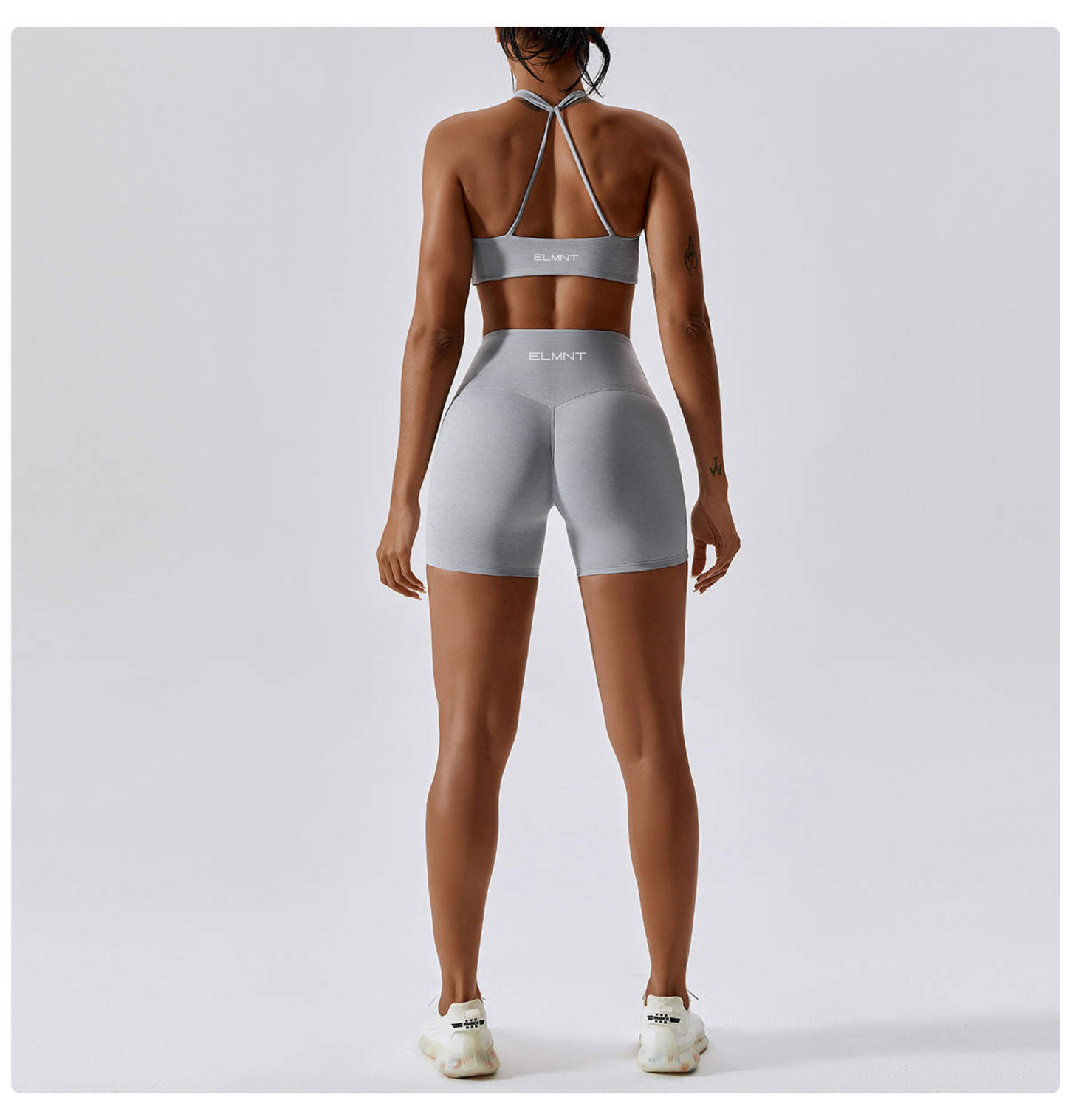 Egypt Grain Gray Racer Back Twist Sports Bra