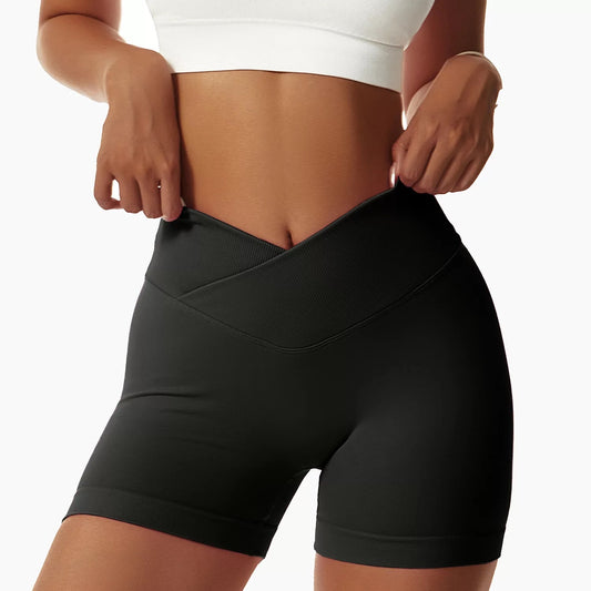 V Cut Booty Scrunch Shorts - Jet Black