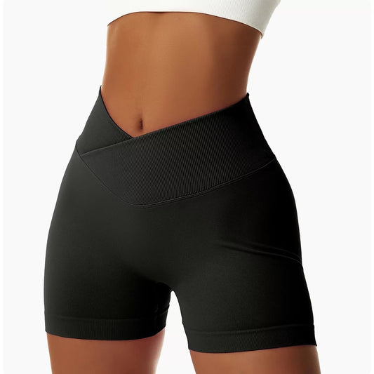 V Cut Booty Scrunch Shorts - Jet Black